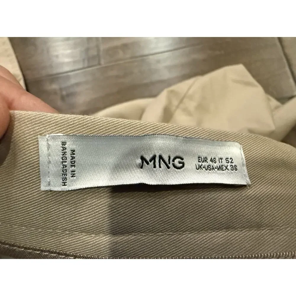 MNG by Mango Mens Beige Flat Front Chino Pants Size 36